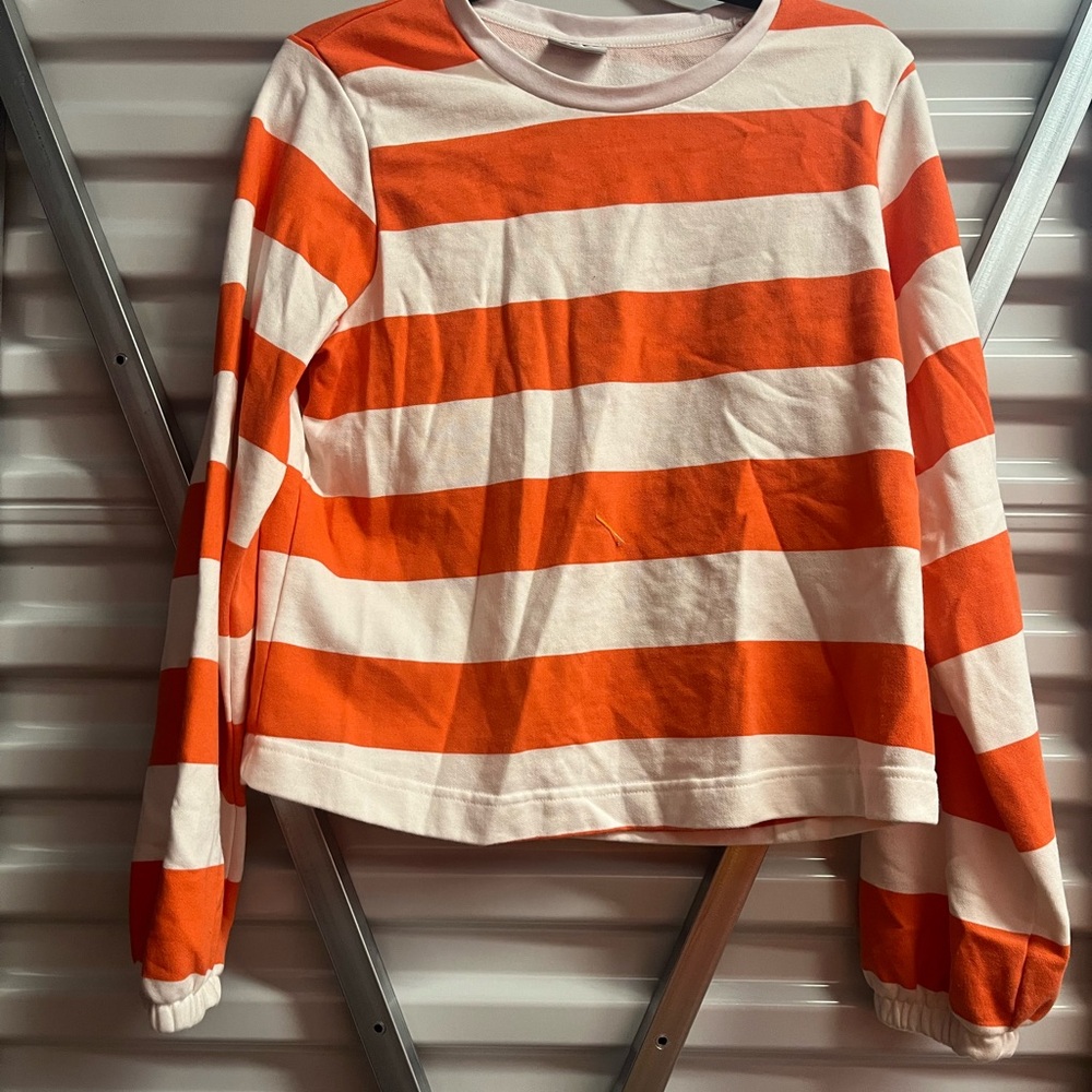Striped Orange and White Long Sleeve Top